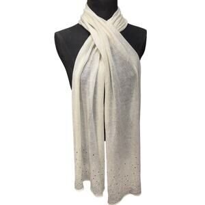 Fashion Bug Women's Knit Scarf OS White Sequins Lightweight Neck Cover Acrylic